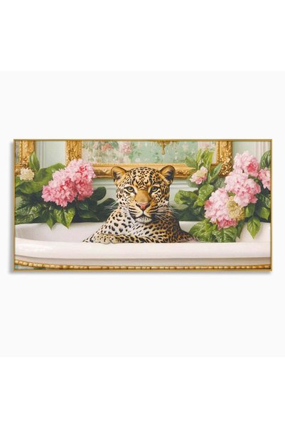 Luxcanva Tablou Canvas Gingasa Primejdie 100x50 cm cu Rama Auriu Gingasa Prim...