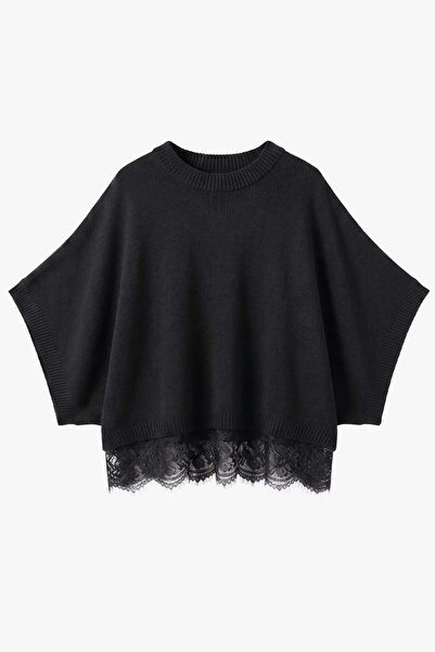 Banu Angay Elara Lace Detailed Knitwear Blouse Black