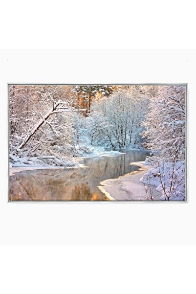 Luxcanva Tablou Canvas Natura Cristalina 120x80 cm cu Rama Argintiu Natura Cr...
