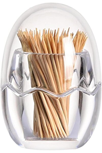 ALMEKAQUZ Transparent Egg Shaped Toothpick Holder Box