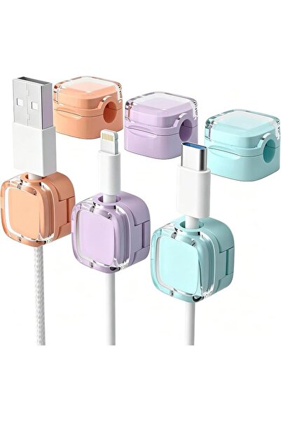 Generic 6 قطع مشابك كابلات مغناطيسية، حامل تخزين لكابلات شحن الهاتف والـ USB ...
