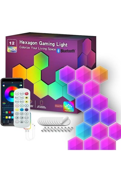 UanTii Bluetooth Smart Hexagonal Lamp,RGBIC LED Panel Light Smart Night Light...