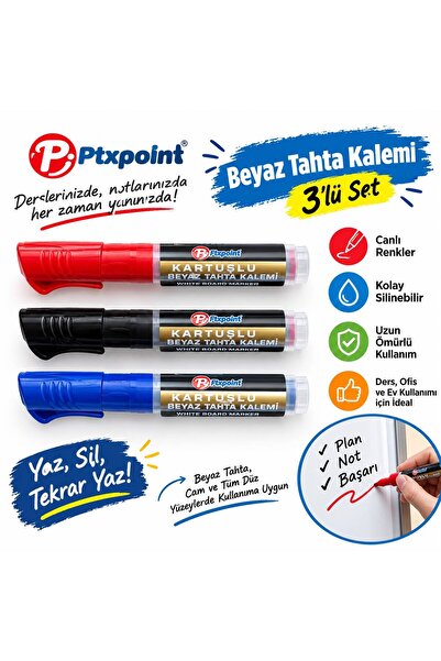 FixPoint Kartuşu Değiştirilebilir Beyaz Tahta Kalemi 3 Renk 3 - Adet