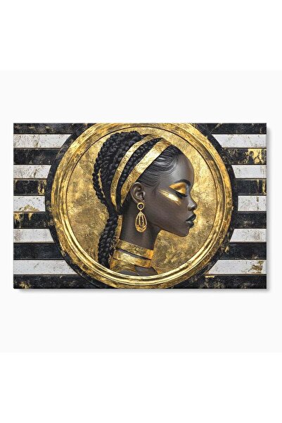 Luxcanva Tablou Canvas Portret Afro Modern 70x50 cm pe Sasiu Lemn Portret Afr...