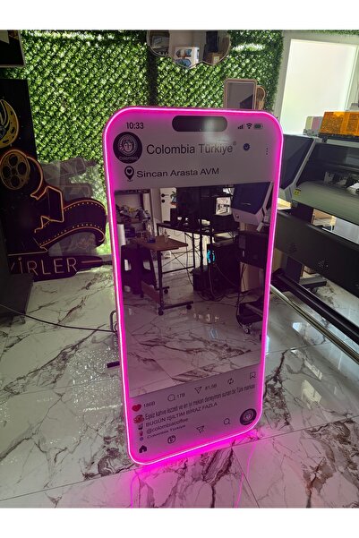 DHELEKTROMARKET 150x65 cm Instagram Hikaye Tasarım Neon Aynası ayaklı