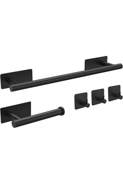 EXCEFORE 5 Piece Self-Adhesive Bathroom Accessories Kit, 16 Inch/40CM Wall-Mo...