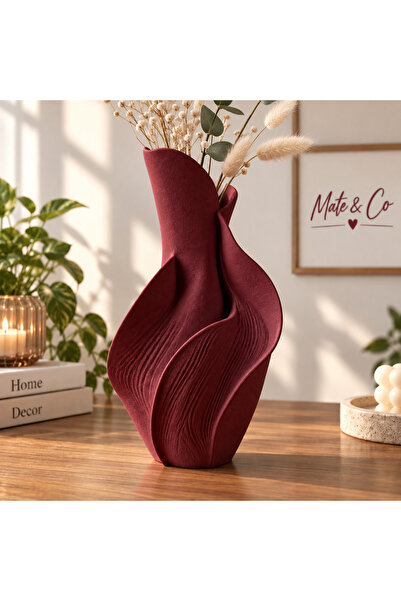 Mate&Co Dekoratif Modern Vazo, Dalgalı Tasarım Çiçeklik, Şık Ev ve Salon Deko...
