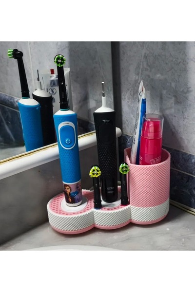 BUTE ALLBUCKS حامل فرشاة أسنان كهربائية من Oral-B Bra*un باللون الوردي والأبي...