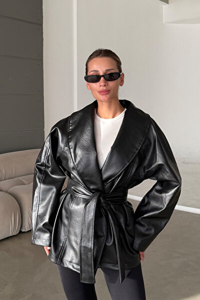 NET OF NOT ZR Model Oversize Kuşak Detaylı Tesettüre Uygun Orta Boy Kadın Der...