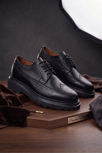 GADOSHOES Calvero Siyah Deri Ayakkabı (+7cm)