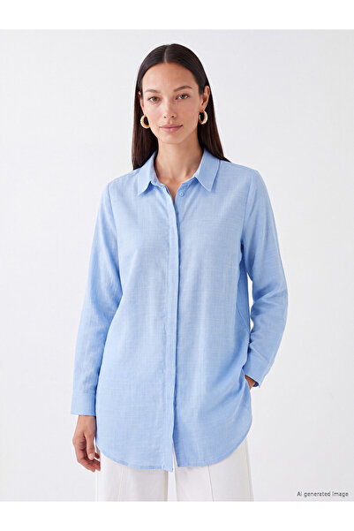LC Waikiki Vizyon New Season Blue Poplin Women's Shirt Tunic