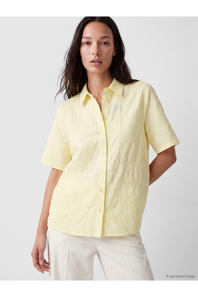 LC Waikiki Ozmarka New Season White Short Sleeve Embroidered Women's Shirt