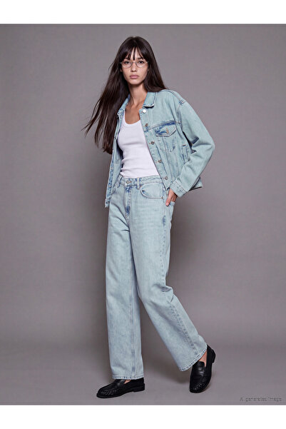 LC Waikiki Peak New Season Blue High Waist Wideleg Women's Jean Trousers