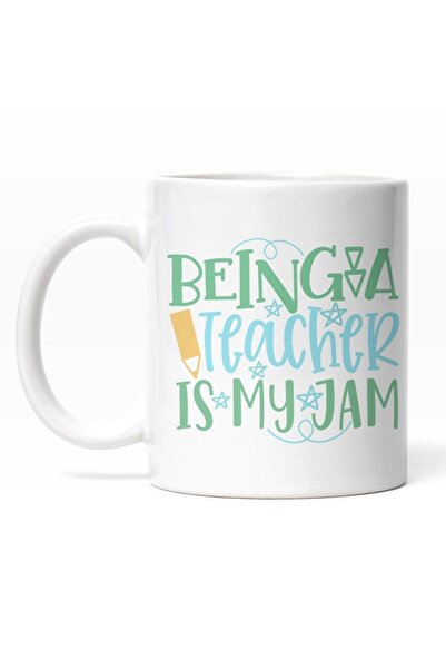 INOVATIX Personalized white mug, Being A Teacher Is My Jam, Yellow Pencil, Te...
