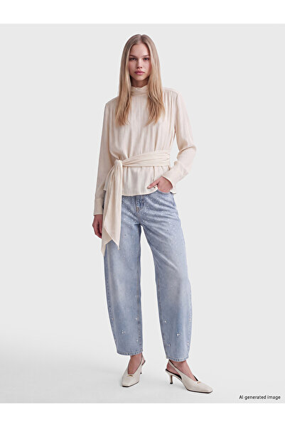 LC Waikiki Vizyon New Season Indigo Balloon Fit Stoned Women's Jean Trousers