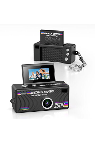 Ausek Mini camera digitala breloc G6 Flip Millennium, 1080P, retro, ecran fli...