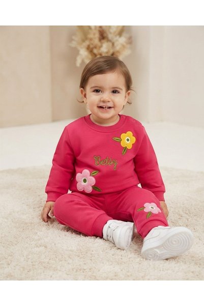 voyyo kids baby Baby Girl Winter 3 Thread Threaded Floral Embroidered 6-9-12-...