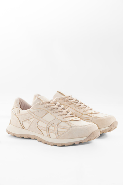 UNDERRATED Kadın Bej Süet Detaylı Retro Sneaker Rahat Taban Casual Spor Ayakkabı