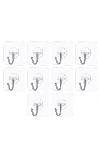 OEM Set 10 carlige autoadezive Macvi® transparente pentru prosoape, impermeab...