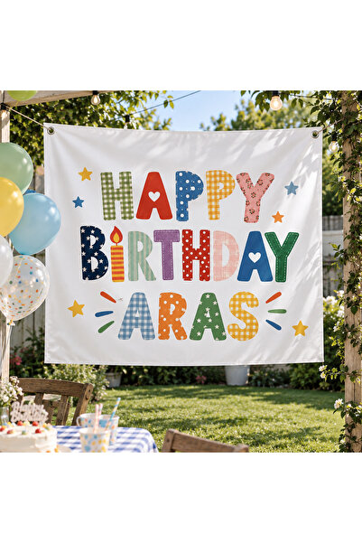 Partimugi Kişiye Özel Doğum Günü Afişi 120x150 cm Vinil Branda Arka Fon Panka...