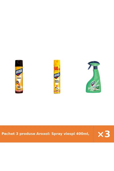 Aroxol Pachet 3 produse Aroxol: Spray viespi 400ml, Spray muște țânțari 580ml...