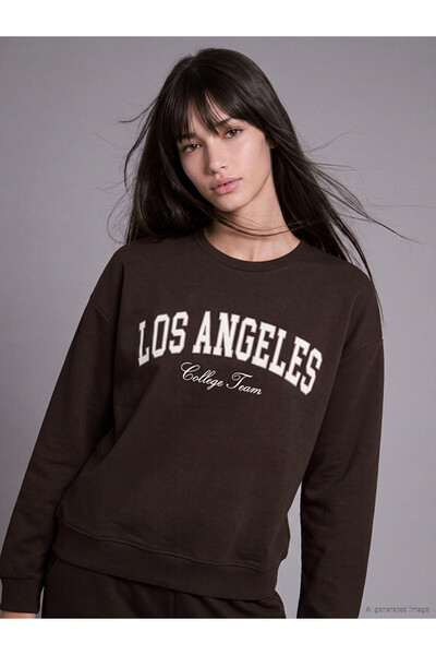 LC Waikiki Özmarka New Season Brown Oversize Soft Touch Women's Sweatshirt