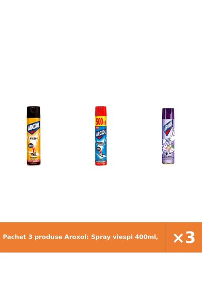 Aroxol Pachet 3 produse Aroxol: Spray viespi 400ml, Spray insecticid universa...
