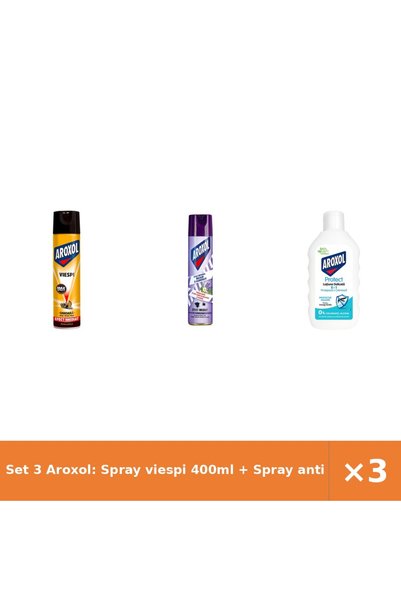 Aroxol Set 3 Aroxol: Spray viespi 400ml + Spray antimolii 250ml + Lotiune del...