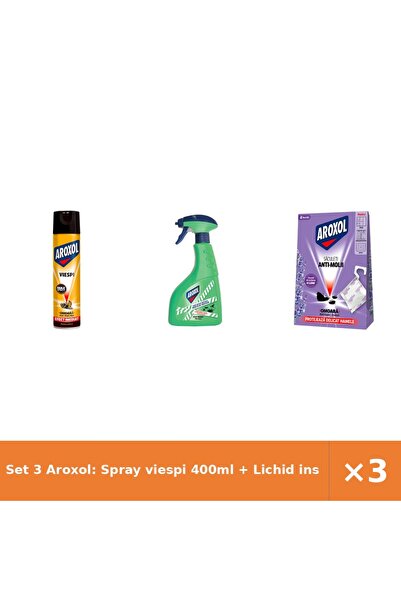 Aroxol Set 3 Aroxol: Spray viespi 400ml + Lichid instant insecte târâtoare + ...