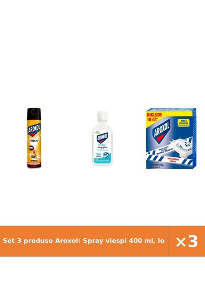 Aroxol Set 3 produse Aroxol: Spray viespi 400 ml, lotiune delicată insecte, a...
