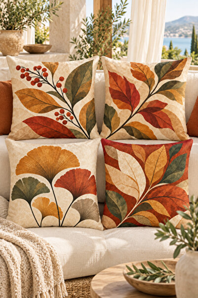 stellahomes Decorative Throw Pillow Cover with Autumn Leaves and Ginkgo Patte...