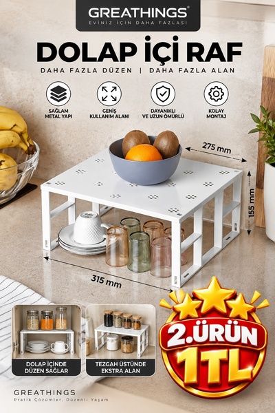 Greathings White Metal Cabinet Interior Shelf 27,5X31,5X15,5 cm Kitchen Count...