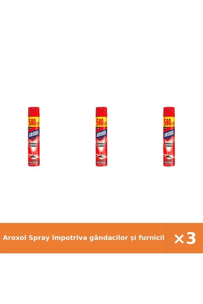 Aroxol Spray împotriva gândacilor și furnicilor, set 3 bucăți