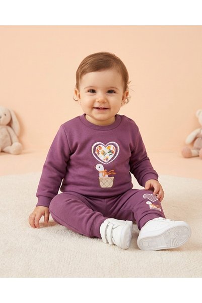 voyyo kids baby Baby Girl Winter 3-Yarn Embroidered Heart and Duck Embroidery...