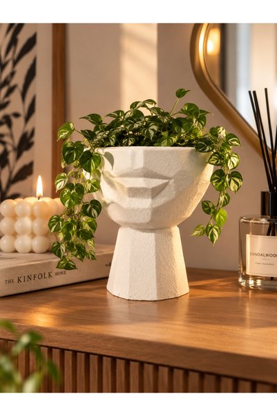 LALEZEN HOME GEOMETRİK KAFA SAKSI DEKOR BİBLO (14 CM )