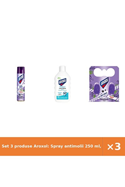 Aroxol Set 3 produse Aroxol: Spray antimolii 250 ml, Loțiune insecte 200 ml, ...