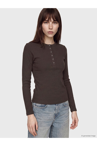 LC Waikiki Lcw Everyday Brown Crew Neck Women's Bodysuit