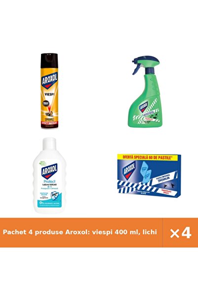 Aroxol Pachet 4 produse Aroxol: viespi 400 ml, lichid insecte târâtoare, loti...
