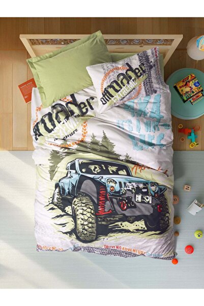 Cotton Box Așternut de pat pentru 1 persoană Junior Adventure Verde