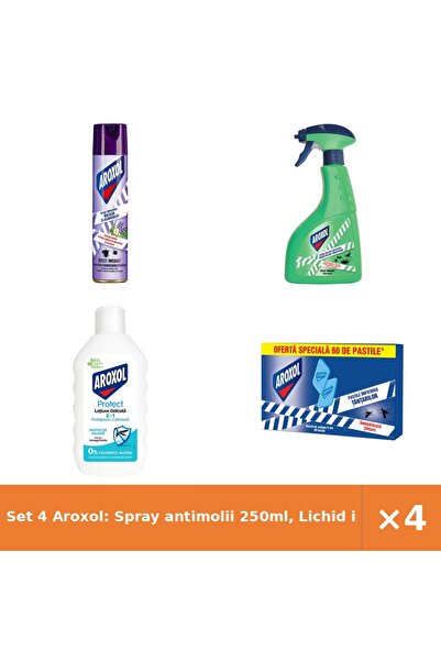 Aroxol Set 4 Aroxol: Spray antimolii 250ml, Lichid instant târâtoare, Lotion ...