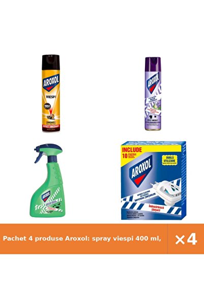 Aroxol Pachet 4 produse Aroxol: spray viespi 400 ml, antimolii 250 ml, lichid...