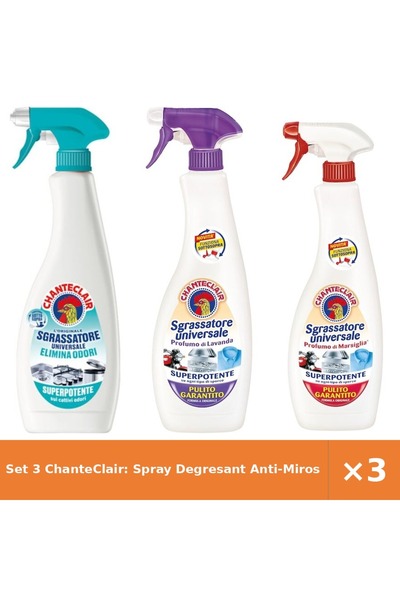Chanteclair Set 3 ChanteClair: Spray Degresant Anti-Miros + Lavandă 600ml + M...