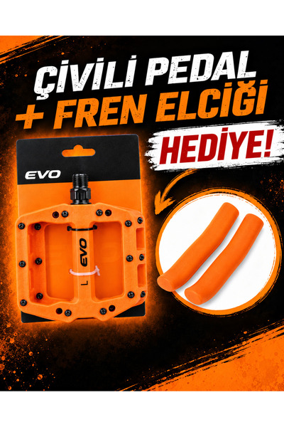 Evo Çivili Bisiklet Pedalı + Fren Elciği | MTB Dağ Bisikleti Geniş Platform Ç...