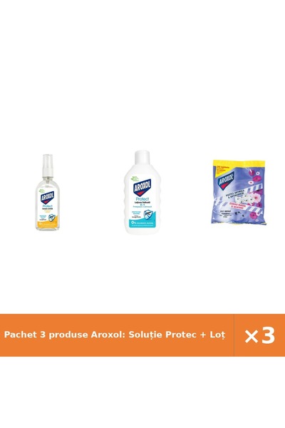 Aroxol Pachet 3 produse Aroxol: Soluție Protec + Loțiune delicată 200 ml + Pa...