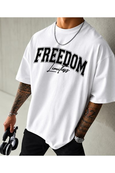 LUQES MEN'S WEAR Premium Unisex Baskılı %100 Pamuklu Bisiklet Yaka Kısa Kollu...