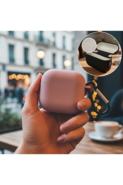CaseOnn Apple AirPods 5 ile Uyumlu Kılıf Askı Aparatlı Lansman Pudra