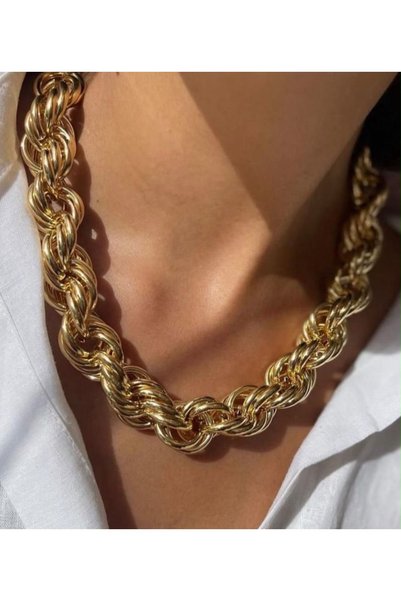 btogether. Çelik Kalın Burgu Kolye Gold Renkli