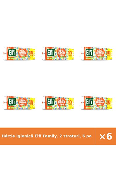Elfi Hârtie igienică Family, 2 straturi, 6 pachete x 10 role