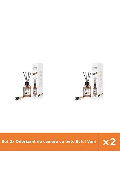 Eyfel Set 2x Odorizant de cameră cu bețe Vanilie 120 ml - Parfum dulce