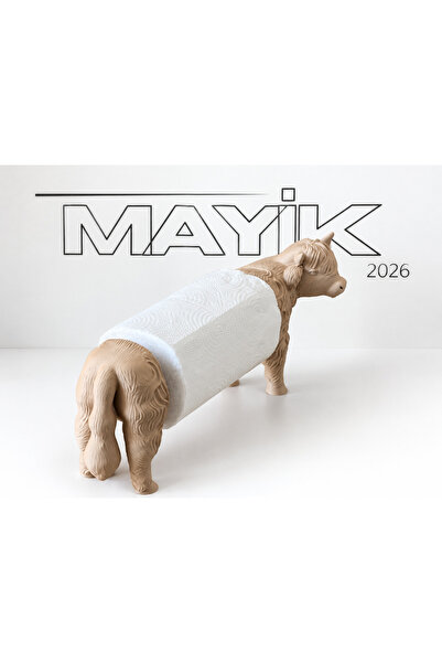 MAYİK2026 İnek Figürlü Dekoratif Havlu Kâğıtlık Peçetelik – Özgün Mutfak Tezg...